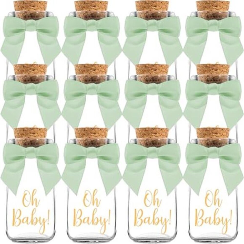 Vintage Oh Baby Woodland Baby Shower Favors Milk Glass Bottles Centerpiece Set